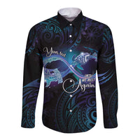 Polynesian Personalized Memorial Long Sleeve Button Shirt Oceanic Infinity Symbol - Until We Meet Again LT7 Unisex Black - Polynesian Pride