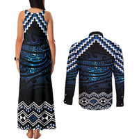 New Zealand Matariki Couples Matching Tank Maxi Dress and Long Sleeve Button Shirt Galaxy Styled Taniko