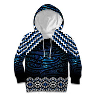 New Zealand Matariki Kid Hoodie Galaxy Styled Taniko LT7 Hoodie Blue - Polynesian Pride