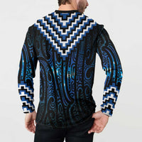 New Zealand Matariki Button Sweatshirt Galaxy Poutama Motifs