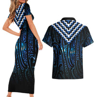 New Zealand Matariki Couples Matching Short Sleeve Bodycon Dress and Hawaiian Shirt Galaxy Poutama Motifs