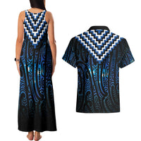 New Zealand Matariki Couples Matching Tank Maxi Dress and Hawaiian Shirt Galaxy Poutama Motifs