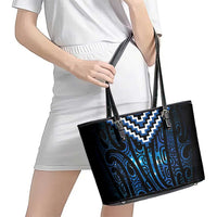 New Zealand Matariki Leather Tote Bag Galaxy Poutama Motifs