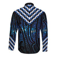 New Zealand Matariki Long Sleeve Button Shirt Galaxy Poutama Motifs