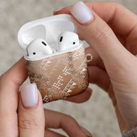 Hawaii Beige Kapa AirPods Case Vintage 'Ohe Kāpala Motifs Mix Plumeria Leis