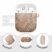 Hawaii Beige Kapa AirPods Case Vintage 'Ohe Kāpala Motifs Mix Plumeria Leis