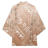 Hawaii Beige Kapa Kimono Vintage 'Ohe Kāpala Motifs Mix Plumeria Leis LT7 - Polynesian Pride