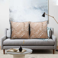 Hawaii Beige Kapa Pillow Cover Vintage 'Ohe Kāpala Motifs Mix Plumeria Leis