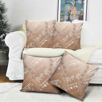 Hawaii Beige Kapa Pillow Cover Vintage 'Ohe Kāpala Motifs Mix Plumeria Leis