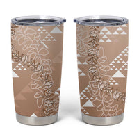 Hawaii Beige Kapa Tumbler Cup Vintage 'Ohe Kāpala Motifs Mix Plumeria Leis