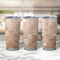 Hawaii Beige Kapa Tumbler Cup Vintage 'Ohe Kāpala Motifs Mix Plumeria Leis