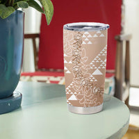 Hawaii Beige Kapa Tumbler Cup Vintage 'Ohe Kāpala Motifs Mix Plumeria Leis