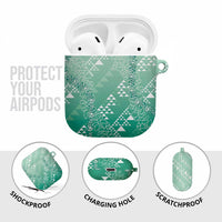 Hawaii Jade Green Kapa AirPods Case Vintage 'Ohe Kāpala Motifs Mix Plumeria Leis