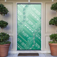 Hawaii Jade Green Kapa Door Cover Vintage 'Ohe Kāpala Motifs Mix Plumeria Leis