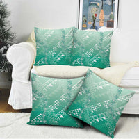 Hawaii Jade Green Kapa Pillow Cover Vintage 'Ohe Kāpala Motifs Mix Plumeria Leis