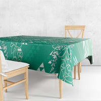Hawaii Jade Green Kapa Tablecloth Vintage 'Ohe Kāpala Motifs Mix Plumeria Leis LT7 - Polynesian Pride