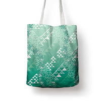 Hawaii Jade Green Kapa Tote Bag Vintage 'Ohe Kāpala Motifs Mix Plumeria Leis