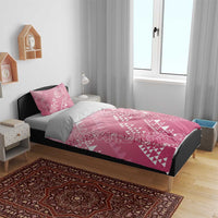 Hawaii Rose Pink Kapa Bedding Set Vintage 'Ohe Kāpala Motifs Mix Plumeria Leis LT7 - Polynesian Pride