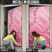 Hawaii Rose Pink Kapa Door Cover Vintage 'Ohe Kāpala Motifs Mix Plumeria Leis