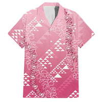 Hawaii Rose Pink Kapa Family Matching Mermaid Dress and Hawaiian Shirt Vintage 'Ohe Kāpala Motifs Mix Plumeria Leis