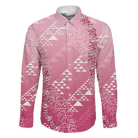 Hawaii Rose Pink Kapa Family Matching Mermaid Dress and Hawaiian Shirt Vintage 'Ohe Kāpala Motifs Mix Plumeria Leis
