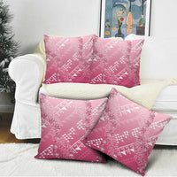 Hawaii Rose Pink Kapa Pillow Cover Vintage 'Ohe Kāpala Motifs Mix Plumeria Leis