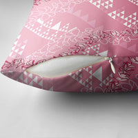 Hawaii Rose Pink Kapa Pillow Cover Vintage 'Ohe Kāpala Motifs Mix Plumeria Leis