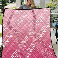 Hawaii Rose Pink Kapa Quilt Vintage 'Ohe Kāpala Motifs Mix Plumeria Leis