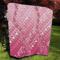 Hawaii Rose Pink Kapa Quilt Vintage 'Ohe Kāpala Motifs Mix Plumeria Leis