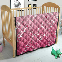 Hawaii Rose Pink Kapa Quilt Vintage 'Ohe Kāpala Motifs Mix Plumeria Leis