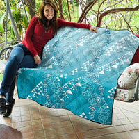 Hawaii Turquoise Kapa Quilt Vintage 'Ohe Kāpala Motifs Mix Plumeria Leis LT7 - Polynesian Pride