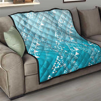 Hawaii Turquoise Kapa Quilt Vintage 'Ohe Kāpala Motifs Mix Plumeria Leis LT7 - Polynesian Pride