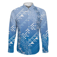 Hawaii Royal Blue Kapa Family Matching Tank Maxi Dress and Hawaiian Shirt Vintage 'Ohe Kāpala Motifs Mix Plumeria Leis