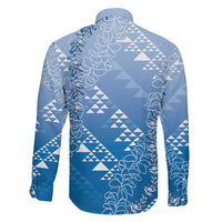Hawaii Royal Blue Kapa Family Matching Tank Maxi Dress and Hawaiian Shirt Vintage 'Ohe Kāpala Motifs Mix Plumeria Leis