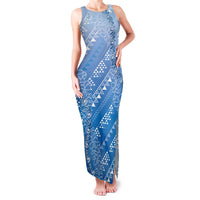 Hawaii Royal Blue Kapa Family Matching Tank Maxi Dress and Hawaiian Shirt Vintage 'Ohe Kāpala Motifs Mix Plumeria Leis