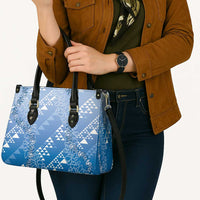 Hawaii Royal Blue Kapa Leather Bag Vintage 'Ohe Kāpala Motifs Mix Plumeria Leis