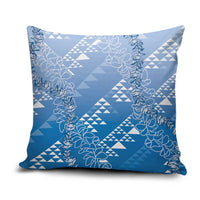 Hawaii Royal Blue Kapa Pillow Cover Vintage 'Ohe Kāpala Motifs Mix Plumeria Leis