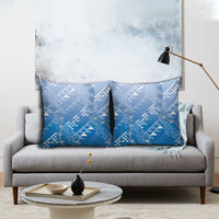 Hawaii Royal Blue Kapa Pillow Cover Vintage 'Ohe Kāpala Motifs Mix Plumeria Leis