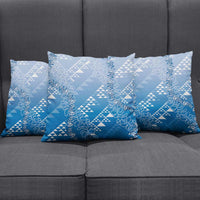 Hawaii Royal Blue Kapa Pillow Cover Vintage 'Ohe Kāpala Motifs Mix Plumeria Leis