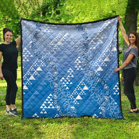 Hawaii Royal Blue Kapa Quilt Vintage 'Ohe Kāpala Motifs Mix Plumeria Leis