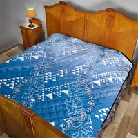 Hawaii Royal Blue Kapa Quilt Vintage 'Ohe Kāpala Motifs Mix Plumeria Leis