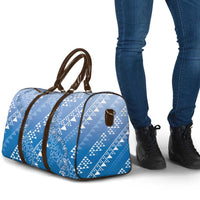 Hawaii Royal Blue Kapa Travel Bag Vintage 'Ohe Kāpala Motifs Mix Plumeria Leis