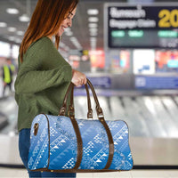 Hawaii Royal Blue Kapa Travel Bag Vintage 'Ohe Kāpala Motifs Mix Plumeria Leis