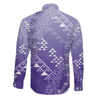 Hawaii Lavender Kapa Family Matching Off Shoulder Maxi Dress and Hawaiian Shirt Vintage 'Ohe Kāpala Motifs Mix Plumeria Leis LT7 - Polynesian Pride