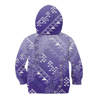 Hawaii Lavender Kapa Kid Hoodie Vintage 'Ohe Kāpala Motifs Mix Plumeria Leis