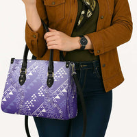 Hawaii Lavender Kapa Leather Bag Vintage 'Ohe Kāpala Motifs Mix Plumeria Leis