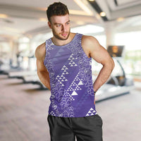 Hawaii Lavender Kapa Men Tank Top Vintage 'Ohe Kāpala Motifs Mix Plumeria Leis