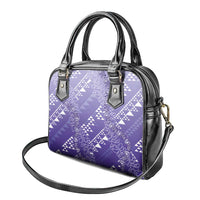 Hawaii Lavender Kapa Shoulder Handbag Vintage 'Ohe Kāpala Motifs Mix Plumeria Leis LT7 - Polynesian Pride