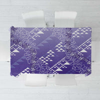 Hawaii Lavender Kapa Tablecloth Vintage 'Ohe Kāpala Motifs Mix Plumeria Leis