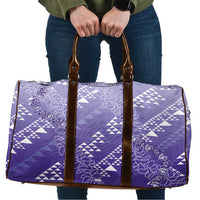 Hawaii Lavender Kapa Travel Bag Vintage 'Ohe Kāpala Motifs Mix Plumeria Leis